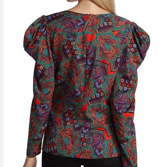 Veronica Beard Simmons Puff Sleeve Silk Blend Top - Picture 5 of 14